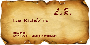 Lax Richárd névjegykártya
